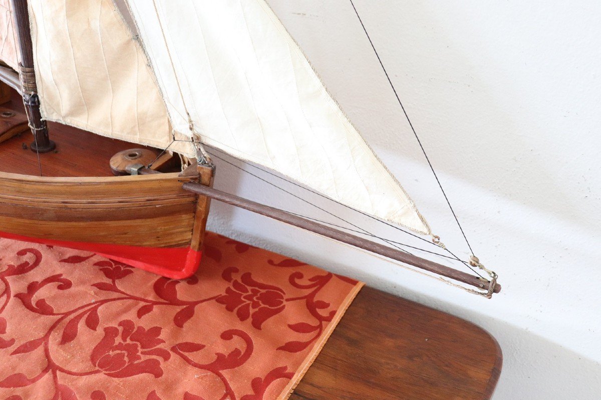 Handmade Wooden Model Sailboat, 1920s-photo-4