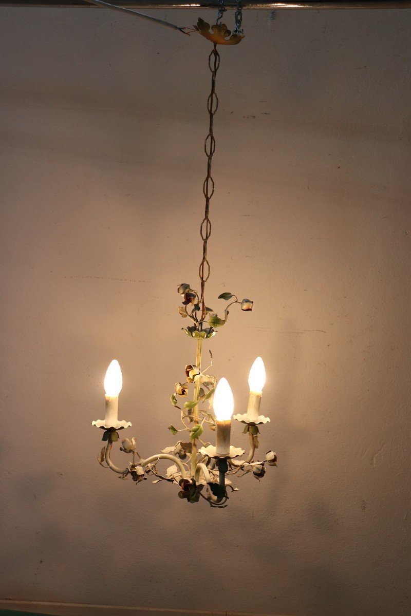 Painted Iron Ceiling Lamp, 1930s-photo-2