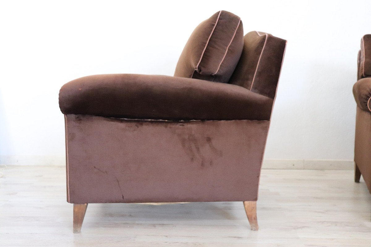 Fauteuils Vintage En Velours Marron, 1980, Set De 2-photo-3
