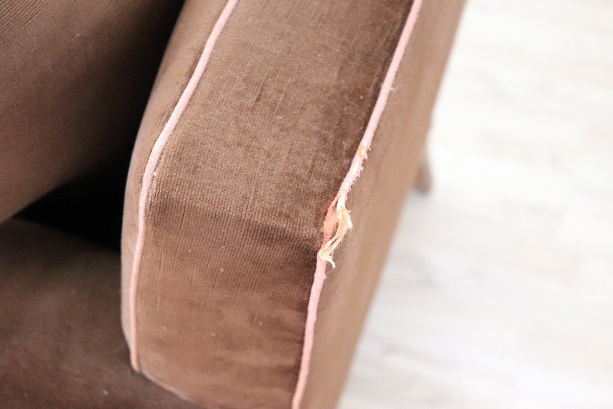 Fauteuils Vintage En Velours Marron, 1980, Set De 2-photo-1