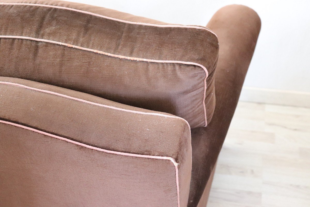 Fauteuils Vintage En Velours Marron, 1980, Set De 2-photo-3