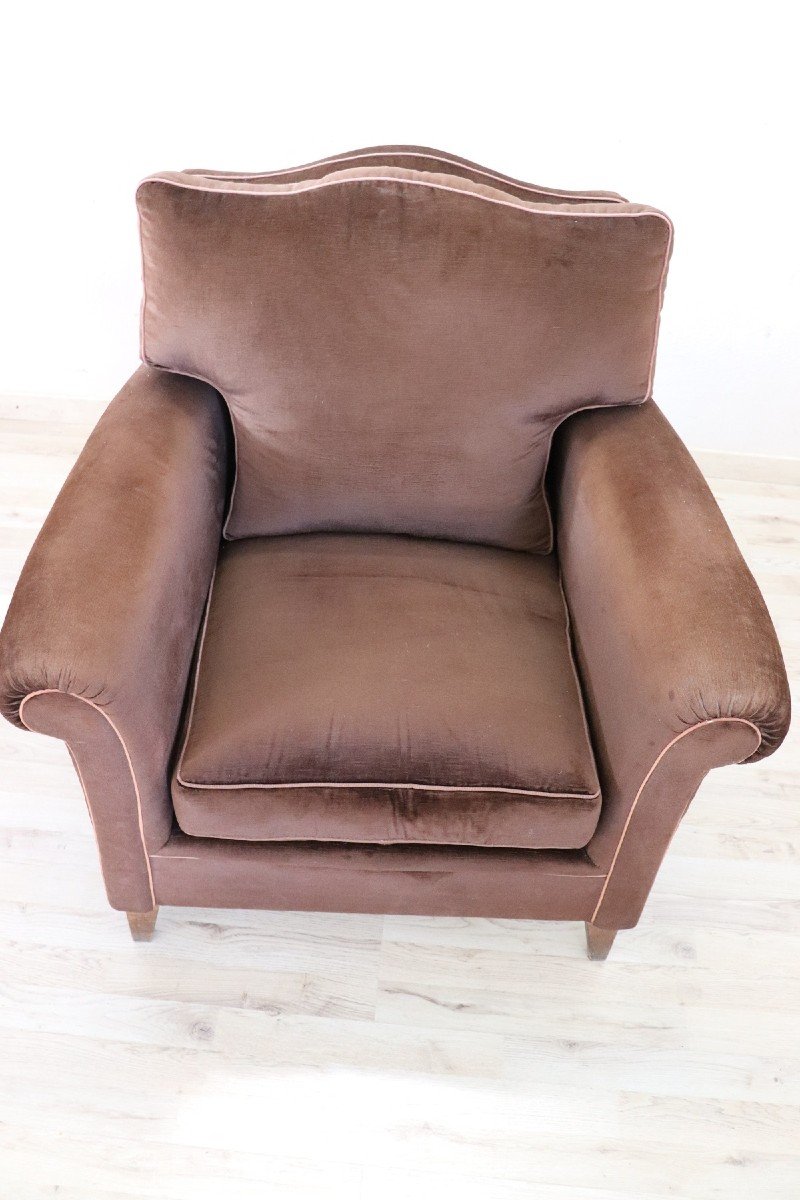 Fauteuils Vintage En Velours Marron, 1980, Set De 2-photo-6