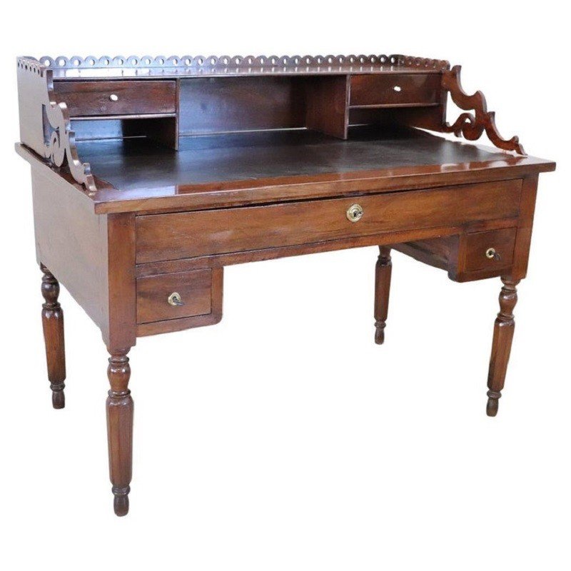 Bureau Ancien En Noyer, 19ème Siècle