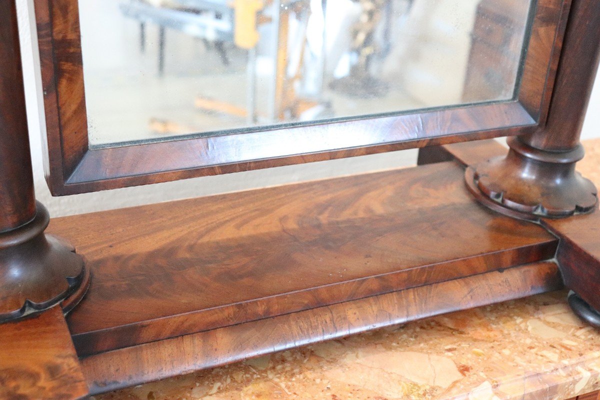 Miroir De Coiffeuse Antique En Acajou, 19ème Siècle-photo-2