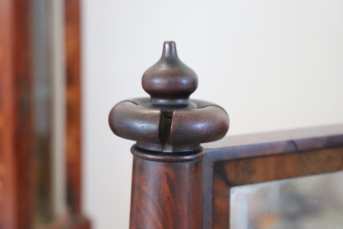 Miroir De Coiffeuse Antique En Acajou, 19ème Siècle-photo-7