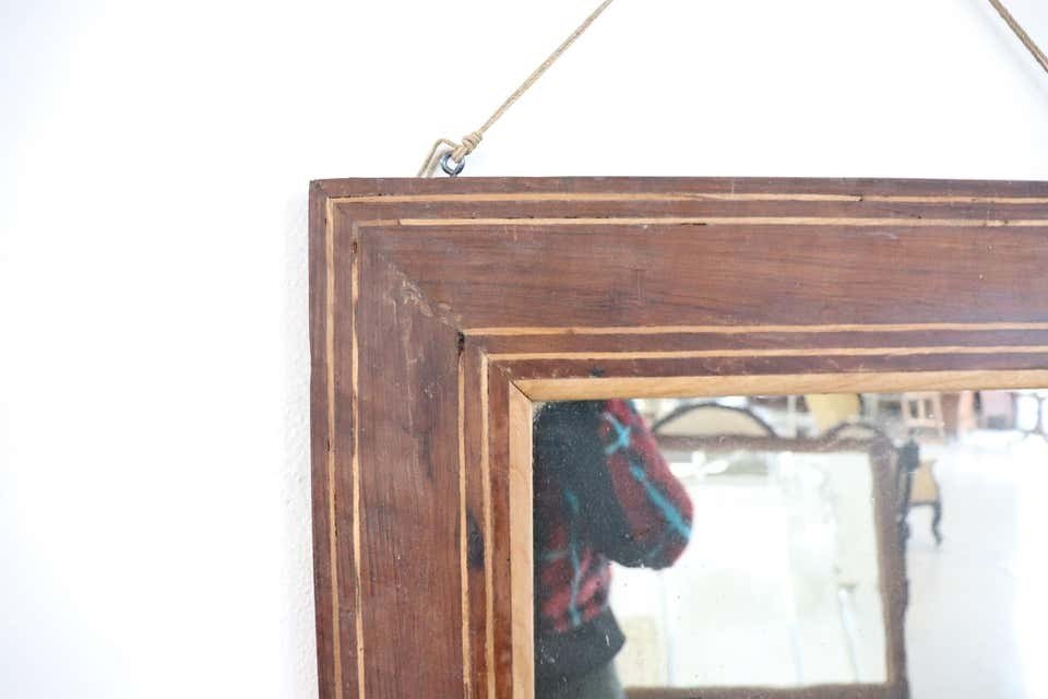 Antique Inlaid Walnut Wall Mirror-photo-1