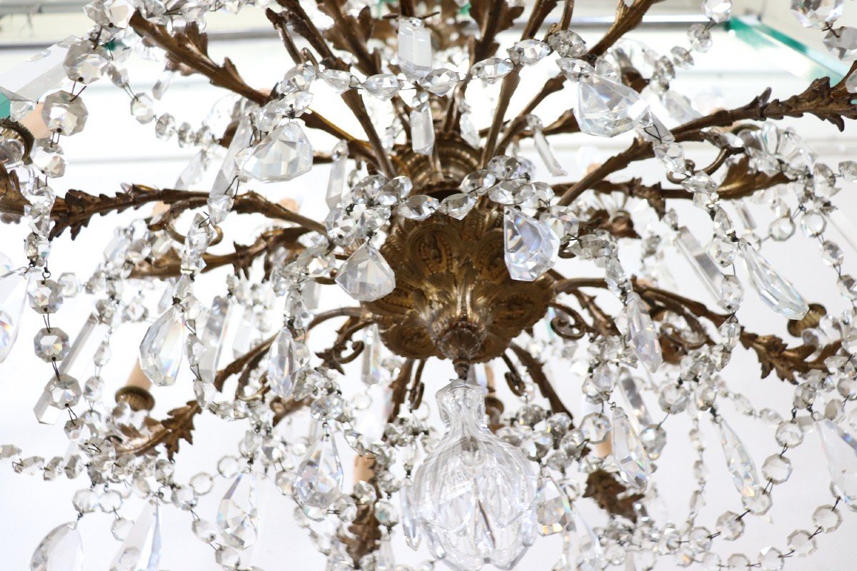Large Bronze And Crystal Chandelier With 24 Bulbs-photo-5
