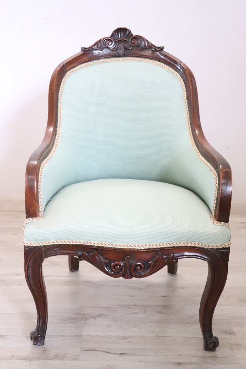 Mid-19th Century Upholstered Walnut Armchair-photo-2