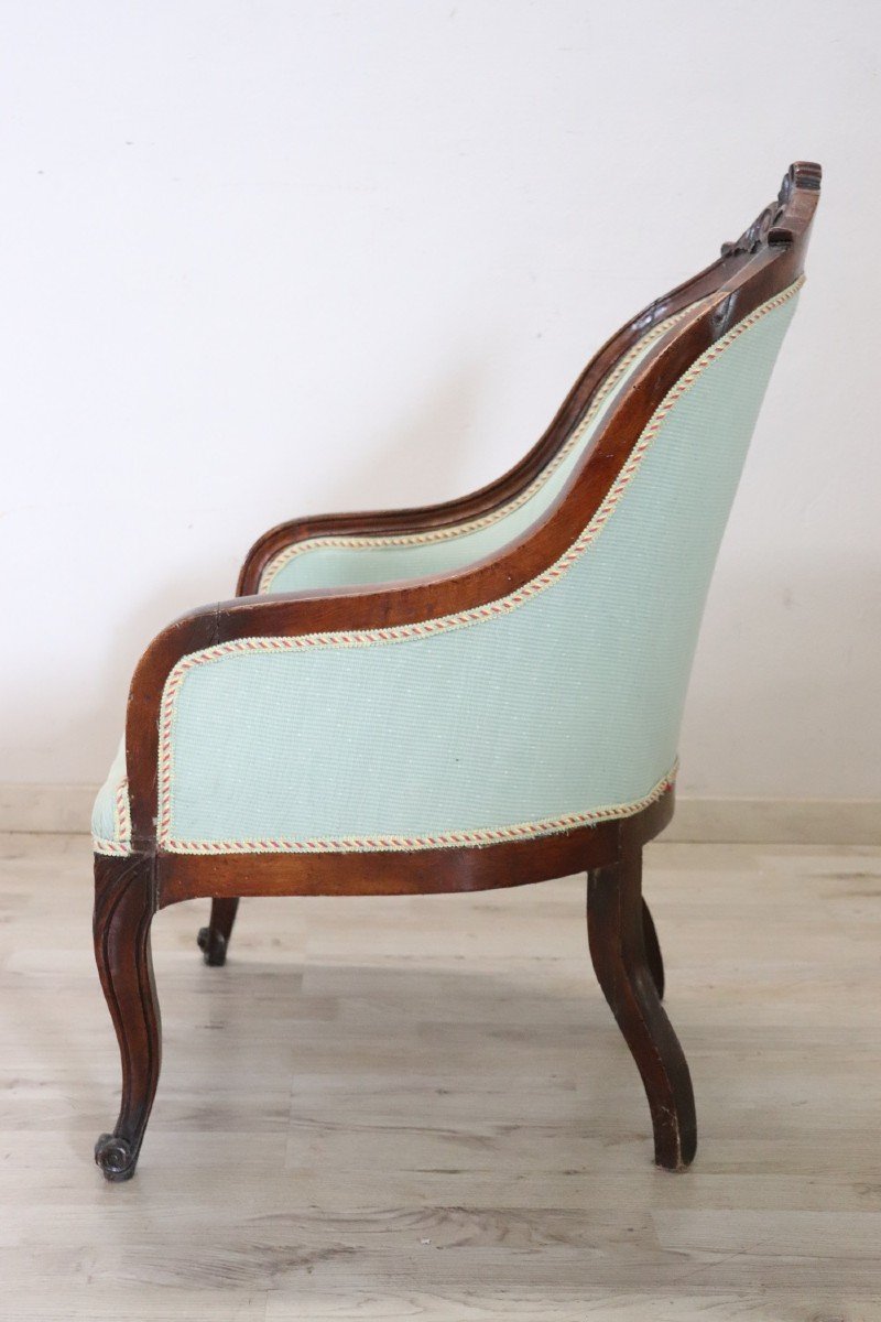 Fauteuil Ancien XIXe Siècle En Noyer-photo-1