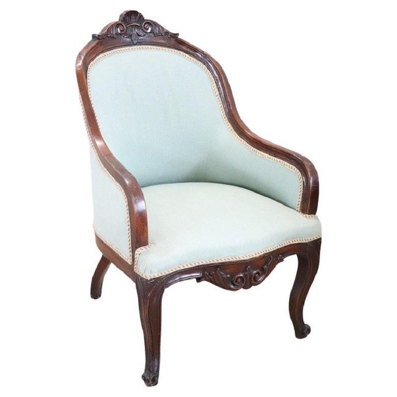 Mid-19th Century Upholstered Walnut Armchair