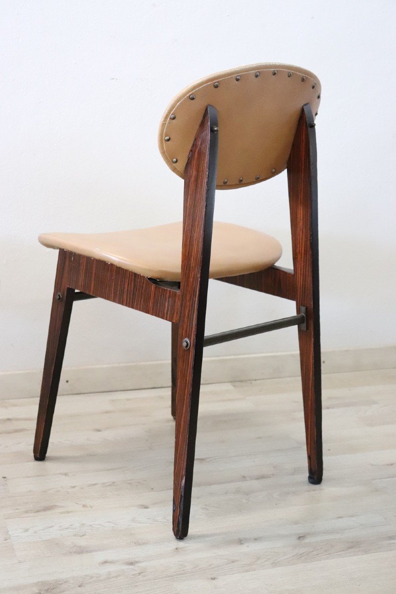 Dining Chairs In Beech Wood And Faux Leather, 1960s, Set Of 6-photo-8