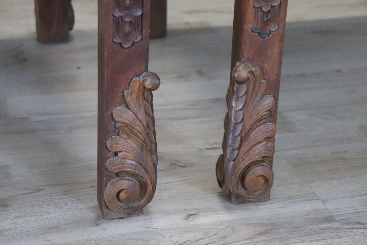 Late 19th Century Carved Walnut Throne Chairs, Set Of 2-photo-8