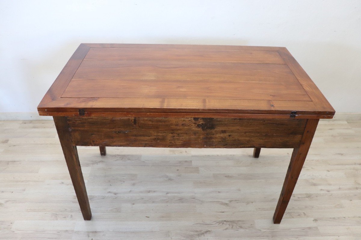 19th Century Italian Kitchen Table With Opening Top In Poplar And Cherry Wood-photo-4