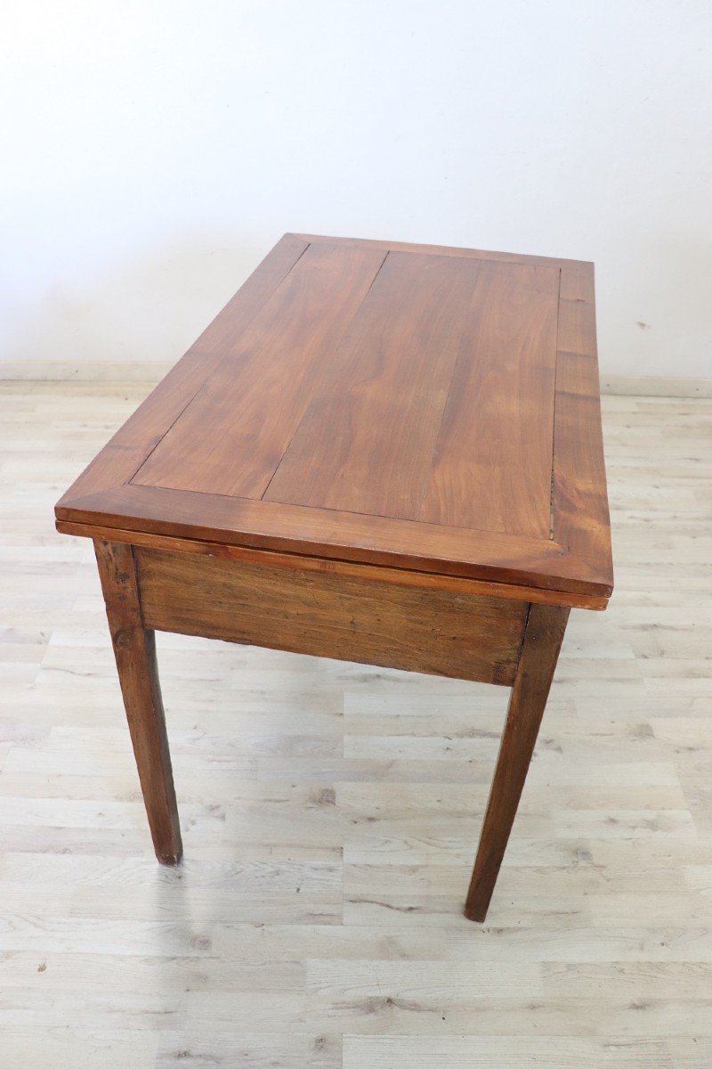19th Century Italian Kitchen Table With Opening Top In Poplar And Cherry Wood-photo-1
