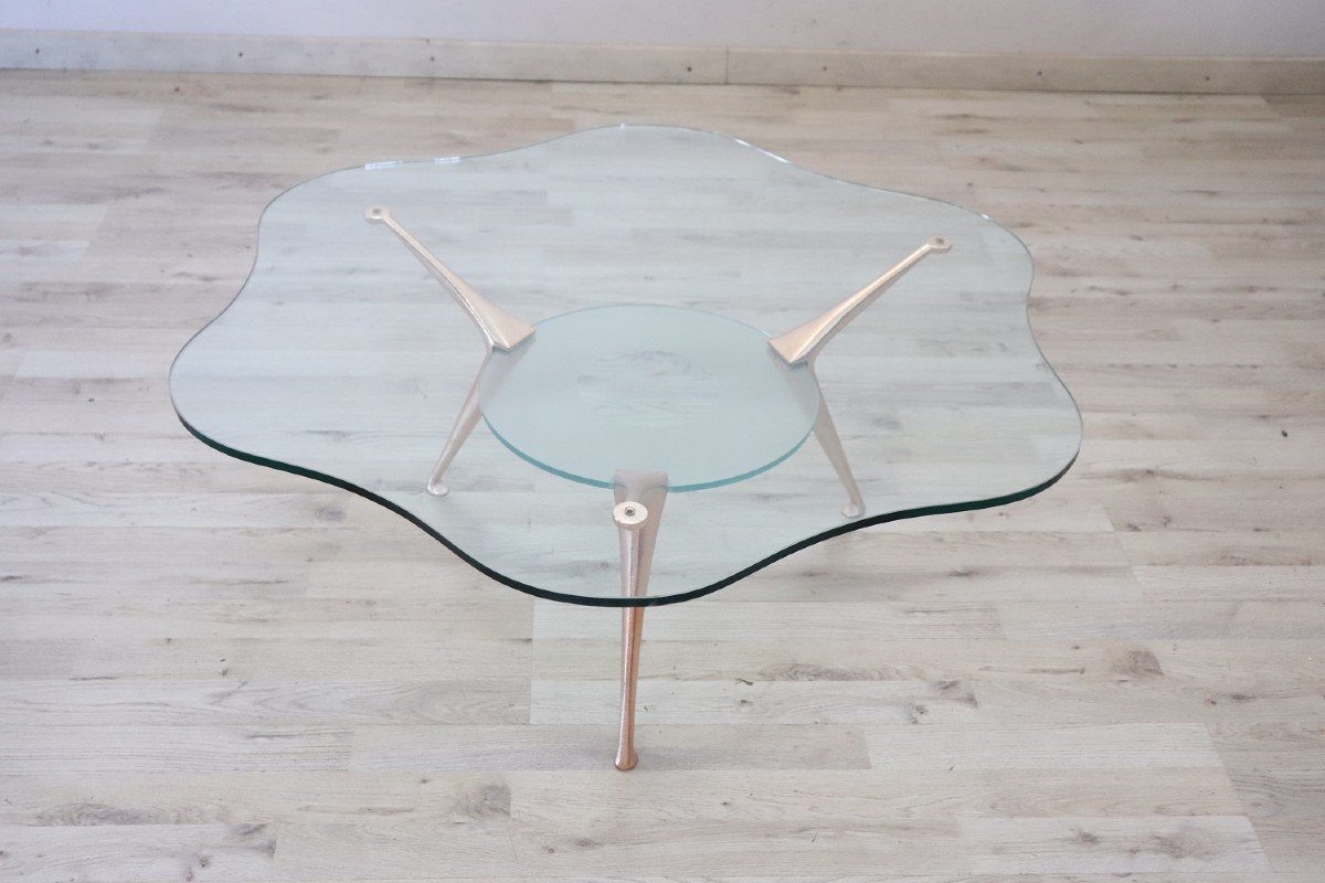 Steel And Glass Flower Coffee Table By Bontempi, 1970s-photo-2