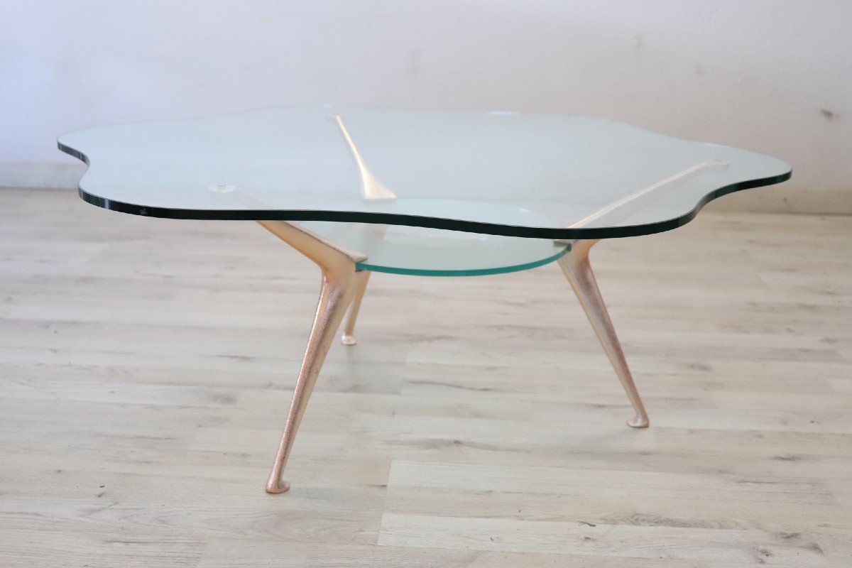 Steel And Glass Flower Coffee Table By Bontempi, 1970s-photo-3