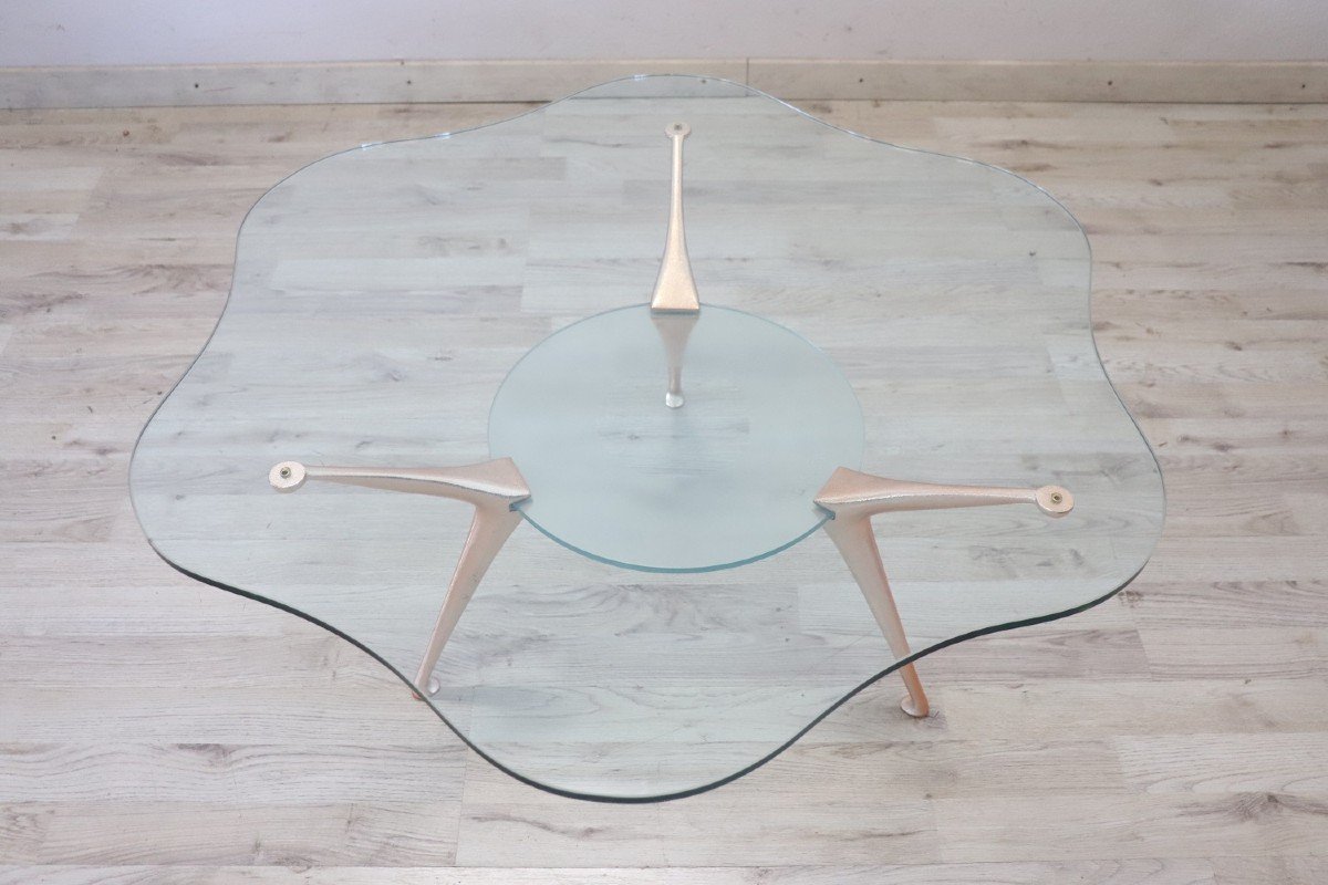 Steel And Glass Flower Coffee Table By Bontempi, 1970s-photo-1