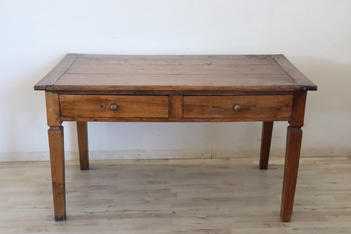 19th Century Italian Kitchen Table In Poplar Wood-photo-2