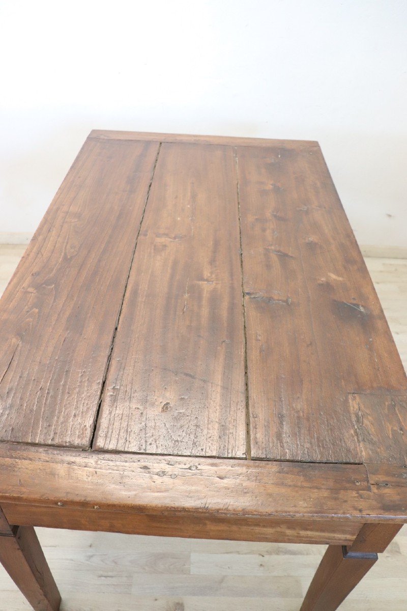 19th Century Italian Kitchen Table In Poplar Wood-photo-5