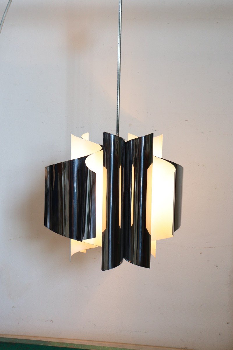 Lustre Space Age à 6 Lumières En Acier, 1970-photo-2