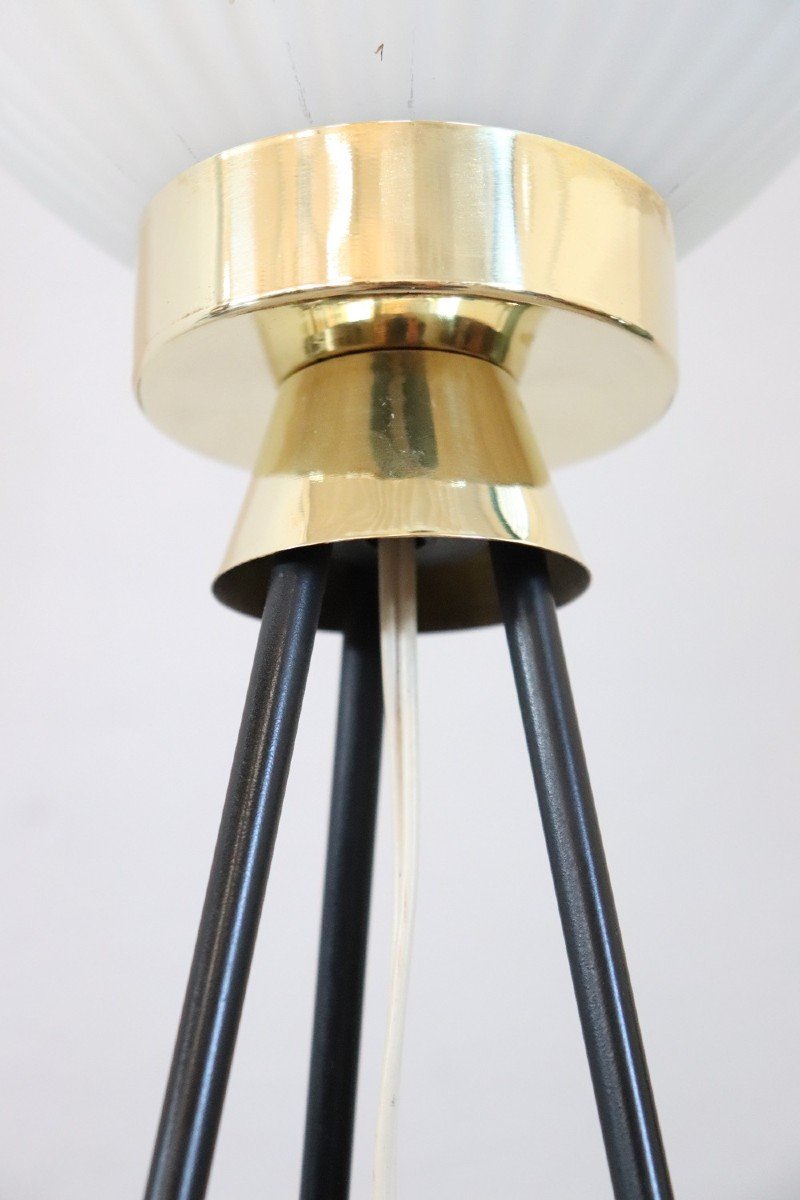 Opaline Glass And Brass Floor Lamp, 1950s-photo-4