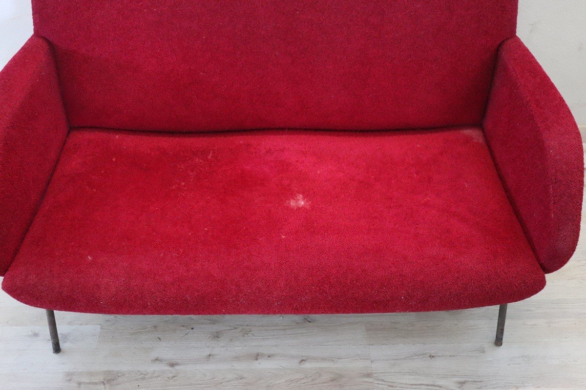 Vintage Italian Red Sofa, 1950s-photo-3