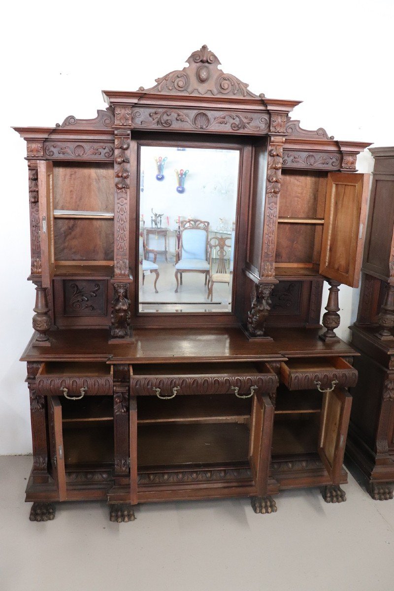 Large 19th Century Carved Walnut Sideboard-photo-4