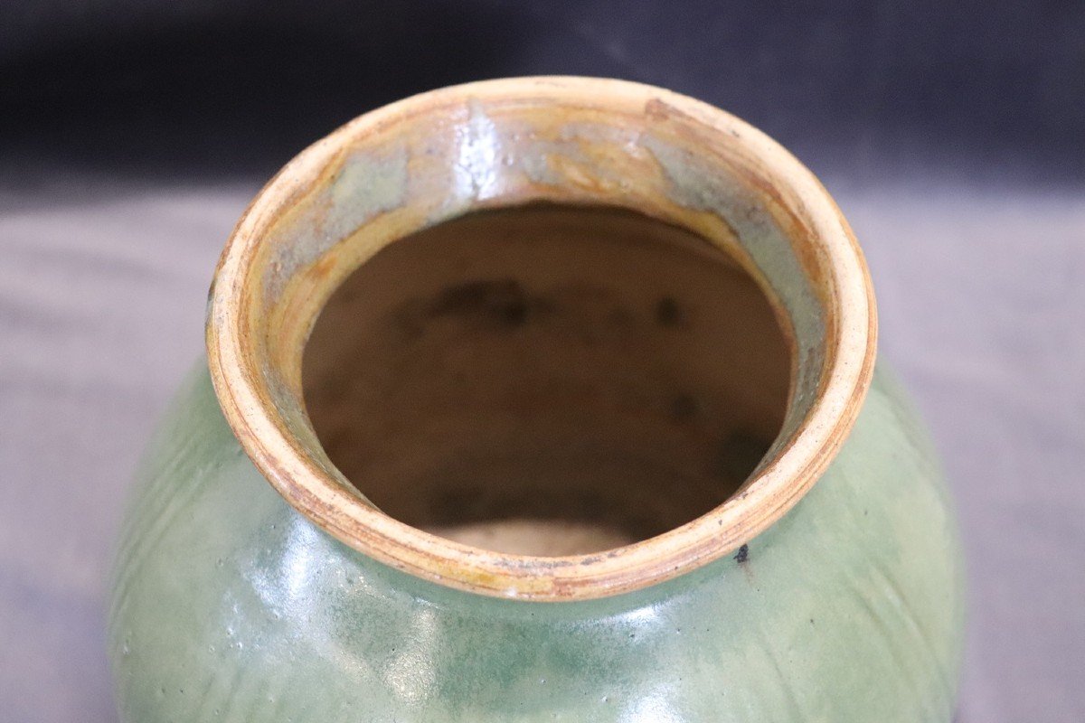 Pot En Grès Céladon Avec Détail Cannelé, Chine Ming Dynasty-photo-4