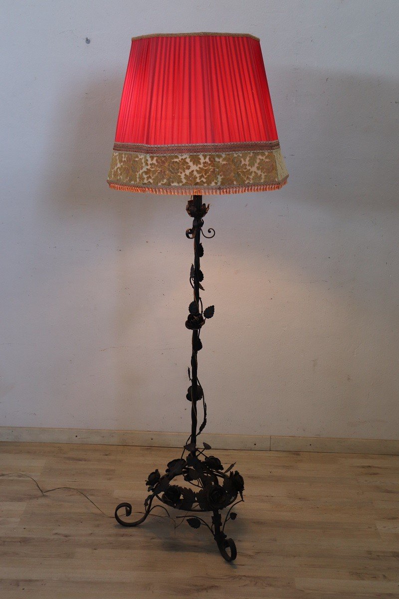 Early 20th Century Art Nouveau Iron Floor Lamp-photo-2