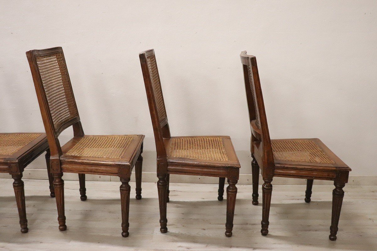 Chaises De Salle à Manger Antiques En Noyer Et Paille De Vienne, 18ème Siècle, Set De 6-photo-5