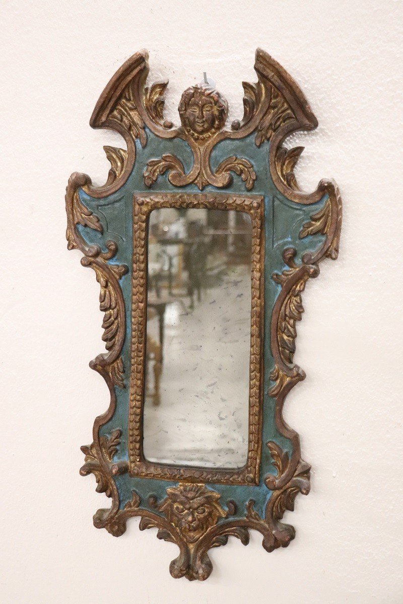 Carved Wood Wall Mirror, 1980s-photo-2