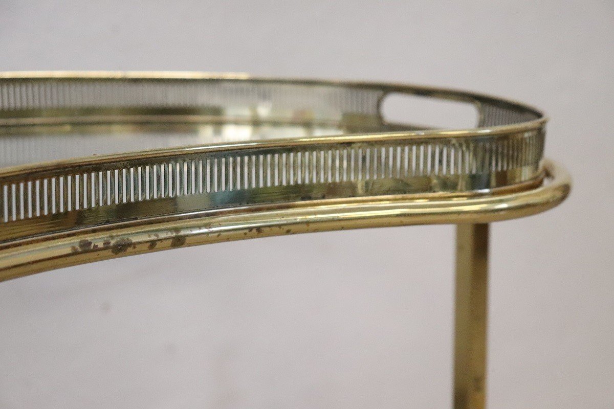 Brass And Glass Bar Cart With Tray, 1980s-photo-2
