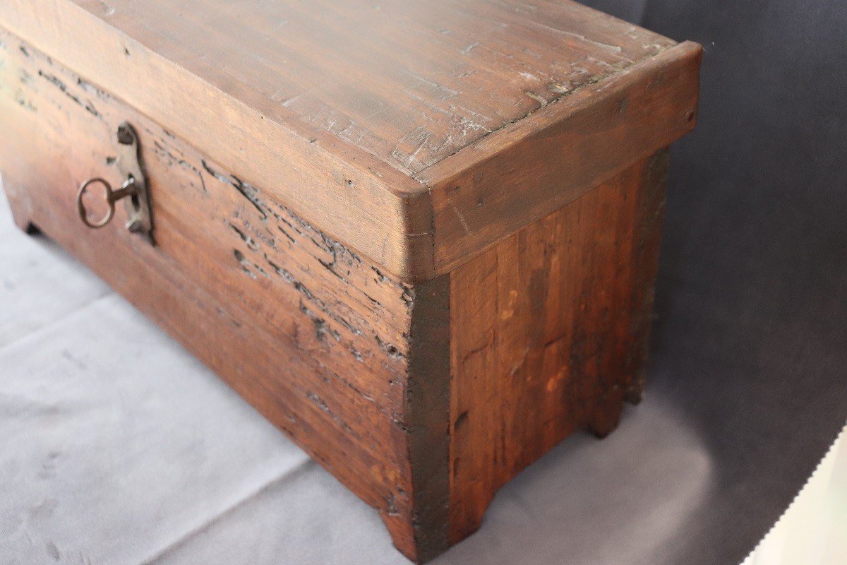 Miniature Blanket Chest In Poplar Wood, Late 17th Century-photo-4