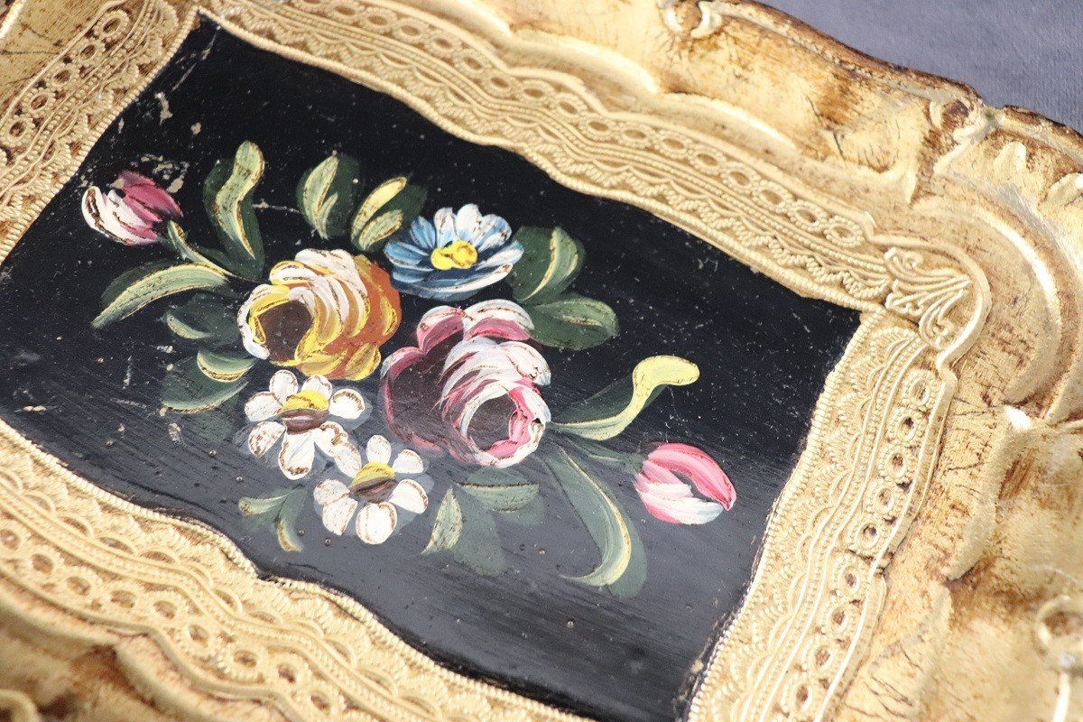 Hand-painted Wood Tray, 1980s-photo-4