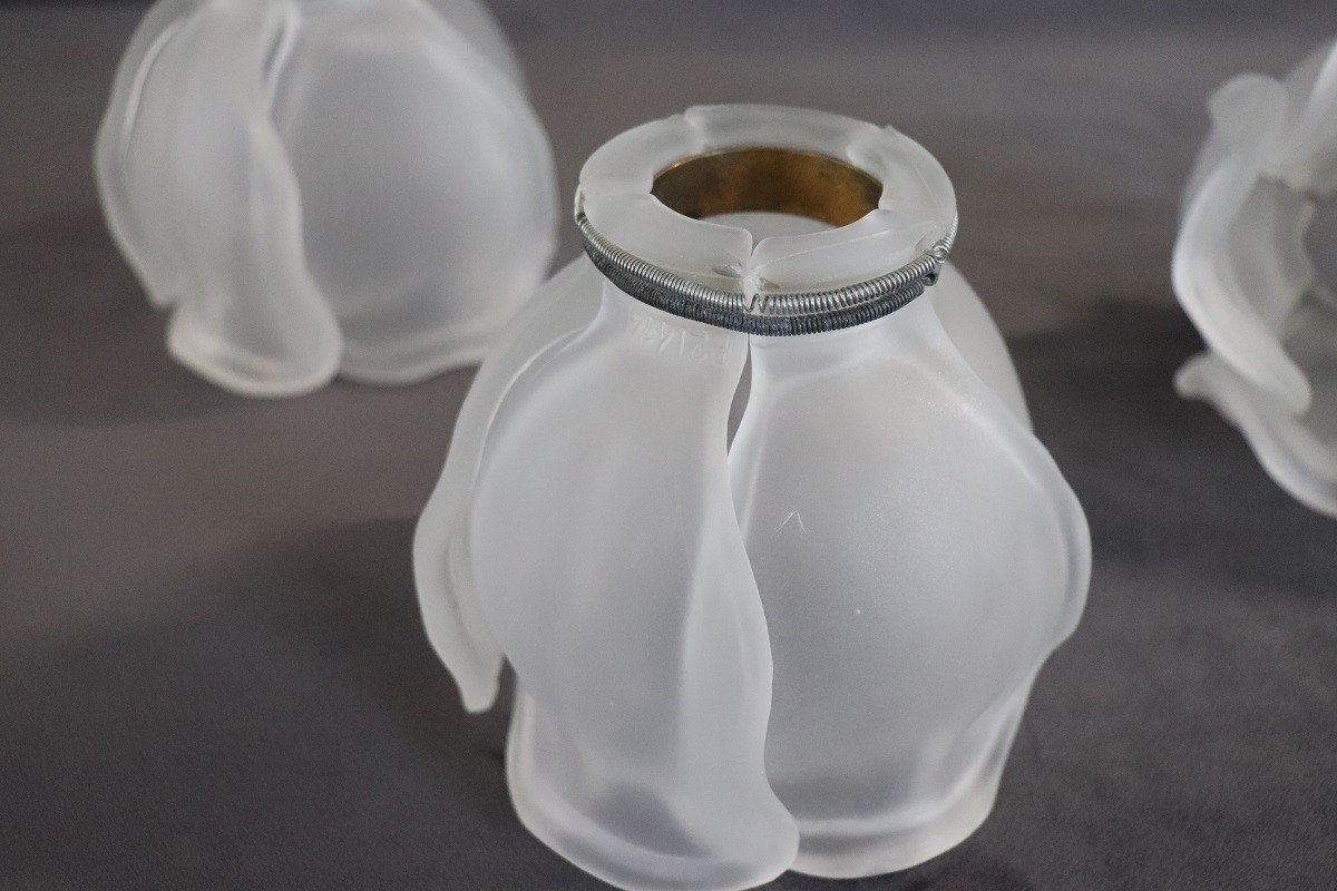 Lampe De Bureau Vintage En Laiton Et Verre-photo-2