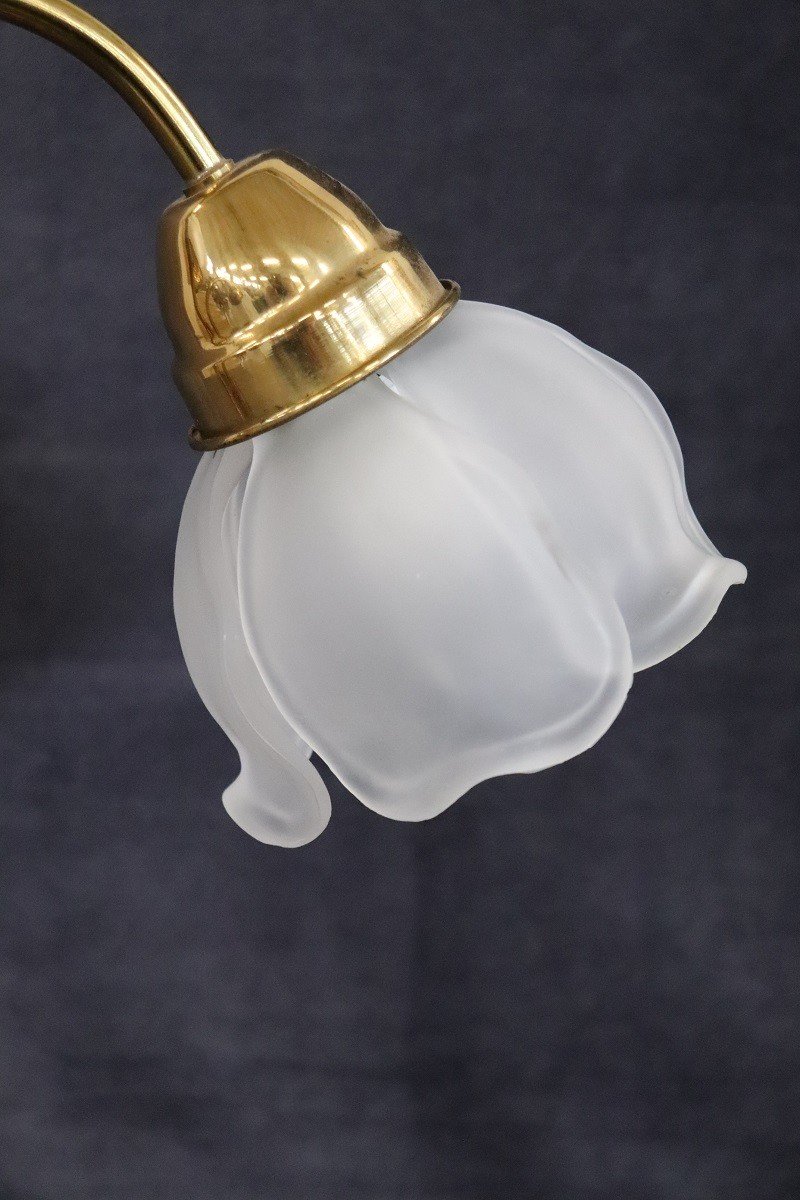 Lampe De Bureau Vintage En Laiton Et Verre-photo-8