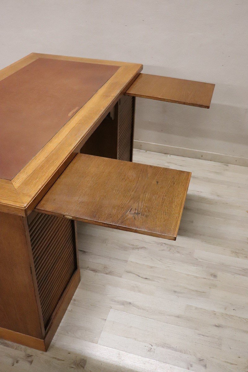 Oak Writing Desk With Shutter Doors, 1940s-photo-2