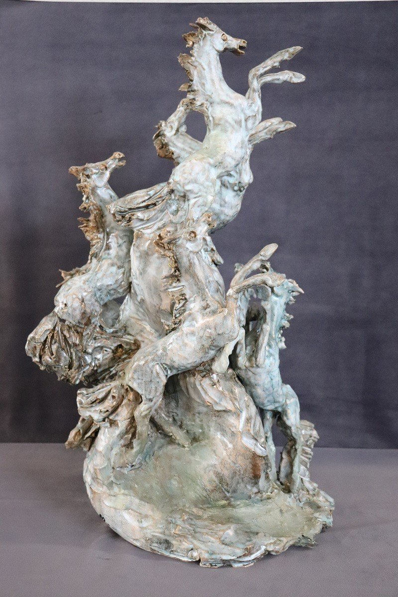 Carlo Morelli, Horses, 1970s, Sculpture En Céramique-photo-4