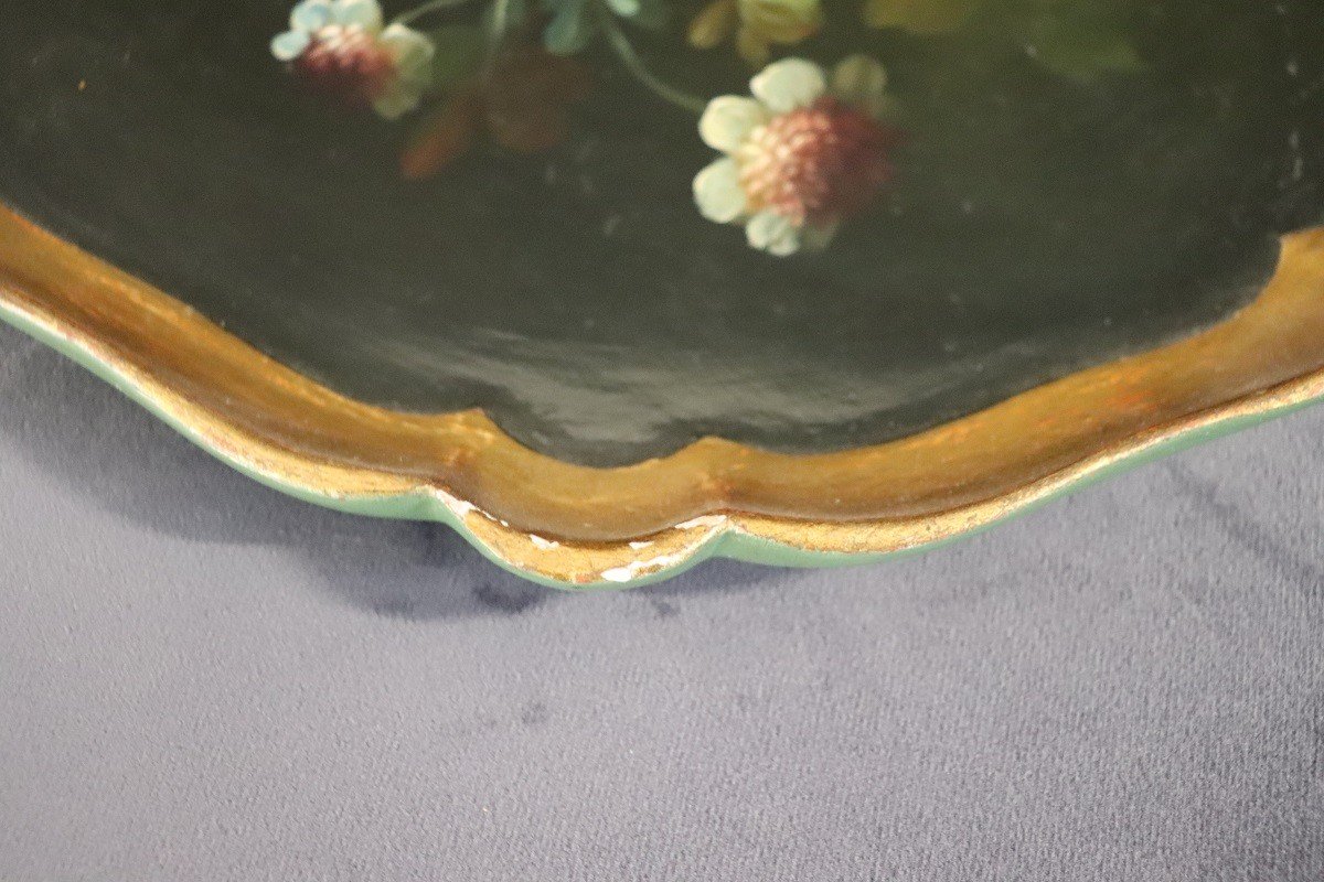 Paire De Plateaux Vintage En Bois Peint-photo-2