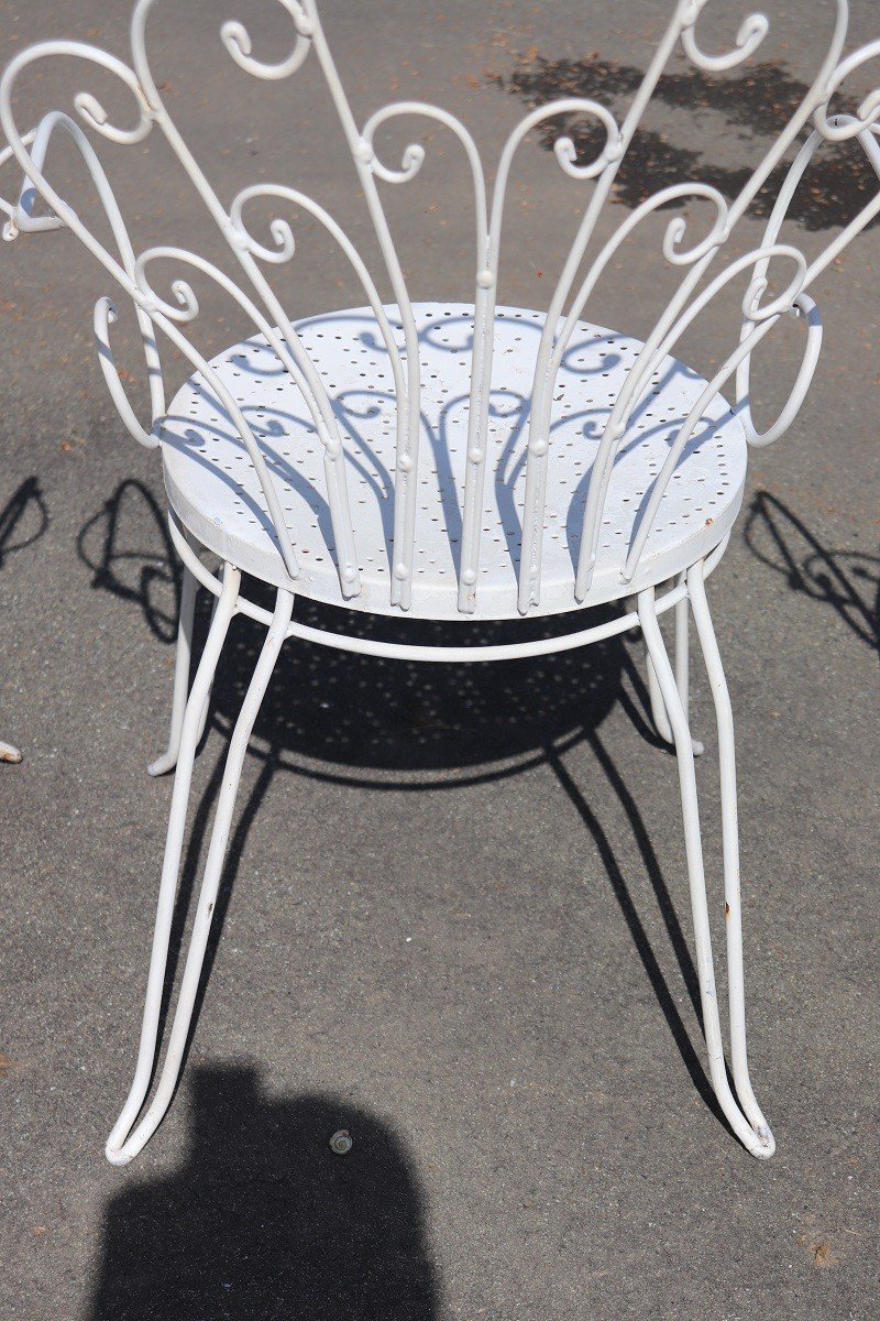 Garden Set In White Iron With Table And Armchairs, 1970s-photo-7