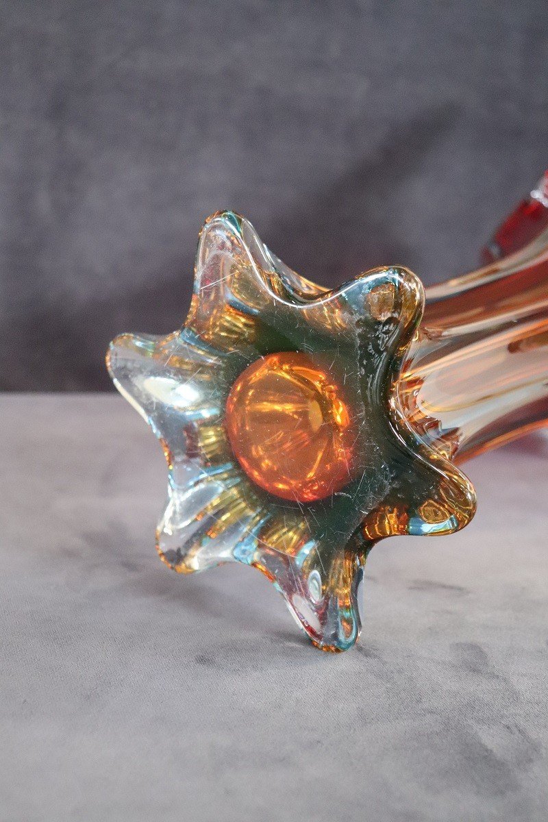 Grand Vase Vintage Rouge En Verre d'Art De Murano, Italie, 1960s-photo-4