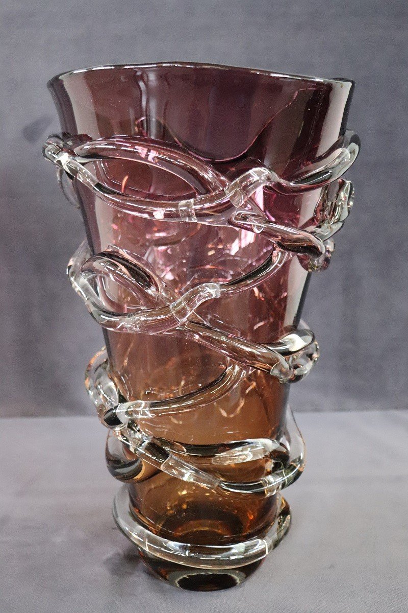 Large Italian Vase In Murano Art Glass, 1980s-photo-3