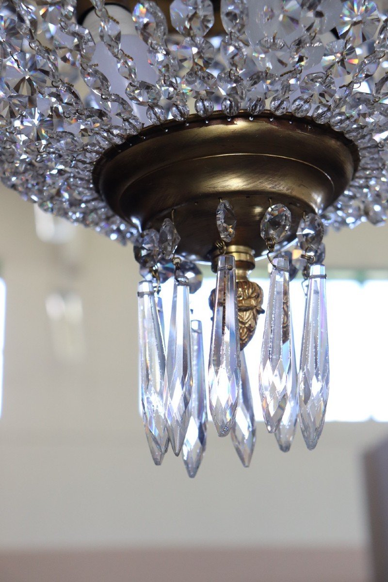 Gilded Bronze And Crystal Chandelier With 10 Bulbs-photo-6