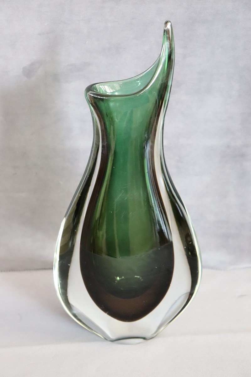 Tall Italian Vase In Murano Art Glass By Flavio Poli For Seguso, 1960s-photo-6