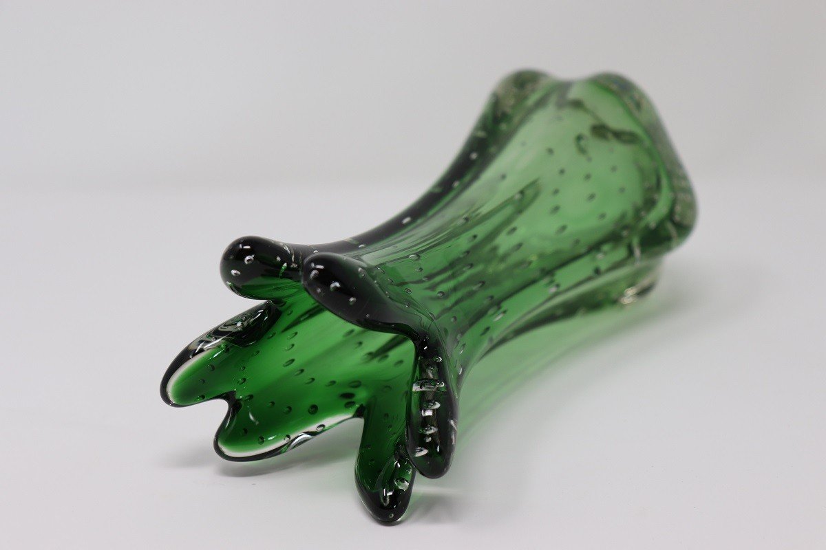 Vase En Verre De Murano Vert, Italie, 1960s-photo-4
