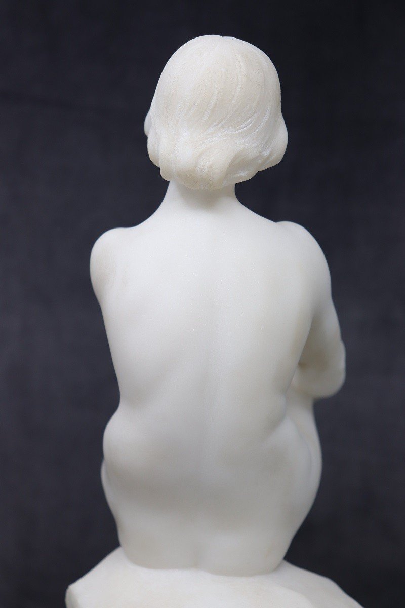 Art Deco Sculpture In White Carrara Marble, 1920s-photo-7