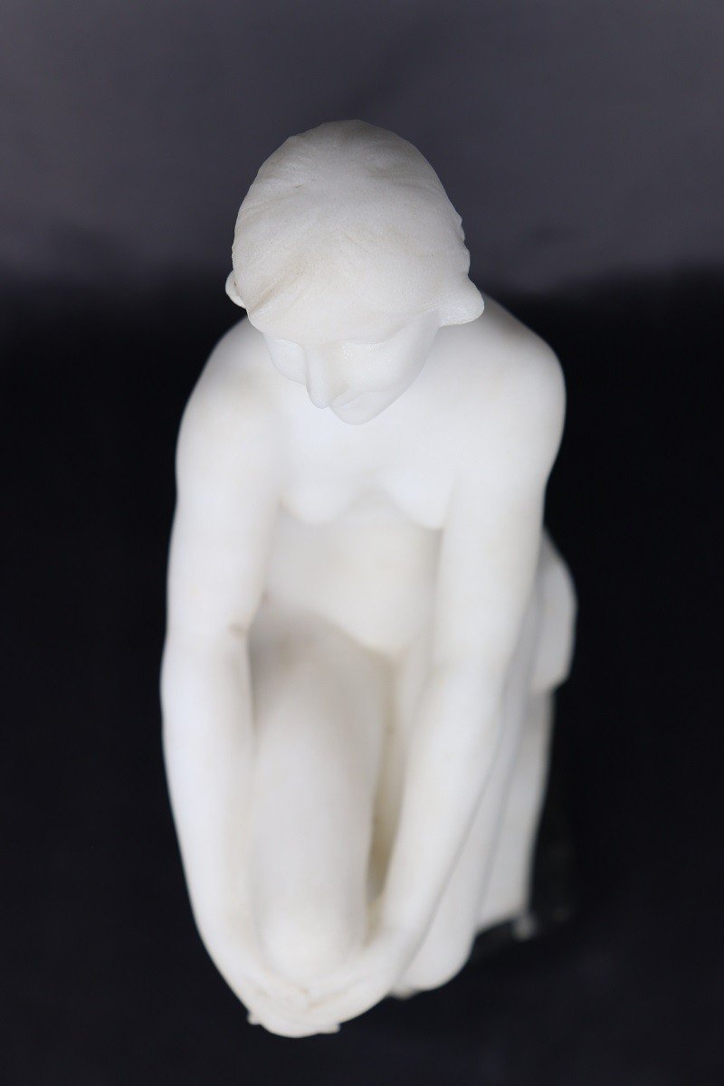 Art Deco Sculpture In White Carrara Marble, 1920s-photo-8