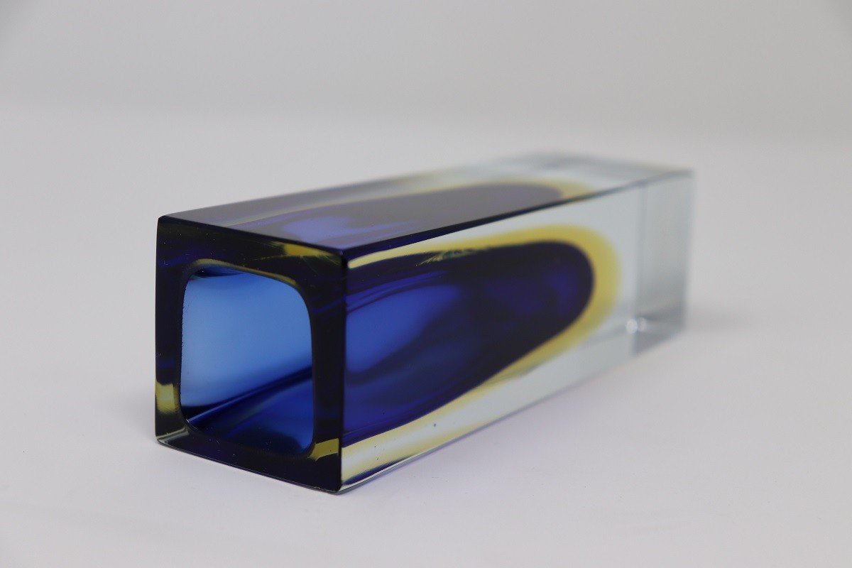 Petit Vase Bleu Par Flavio Poli Pour Seguso, 1970s-photo-2