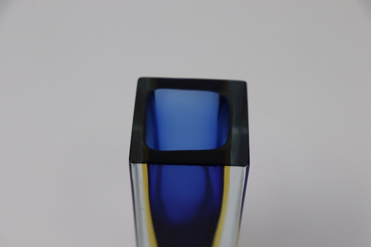 Petit Vase Bleu Par Flavio Poli Pour Seguso, 1970s-photo-5