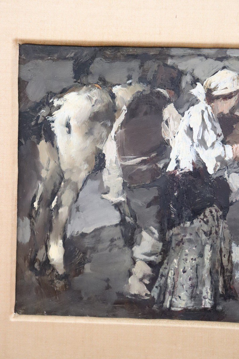 Oil Painting On Cardboard, Framed-photo-3